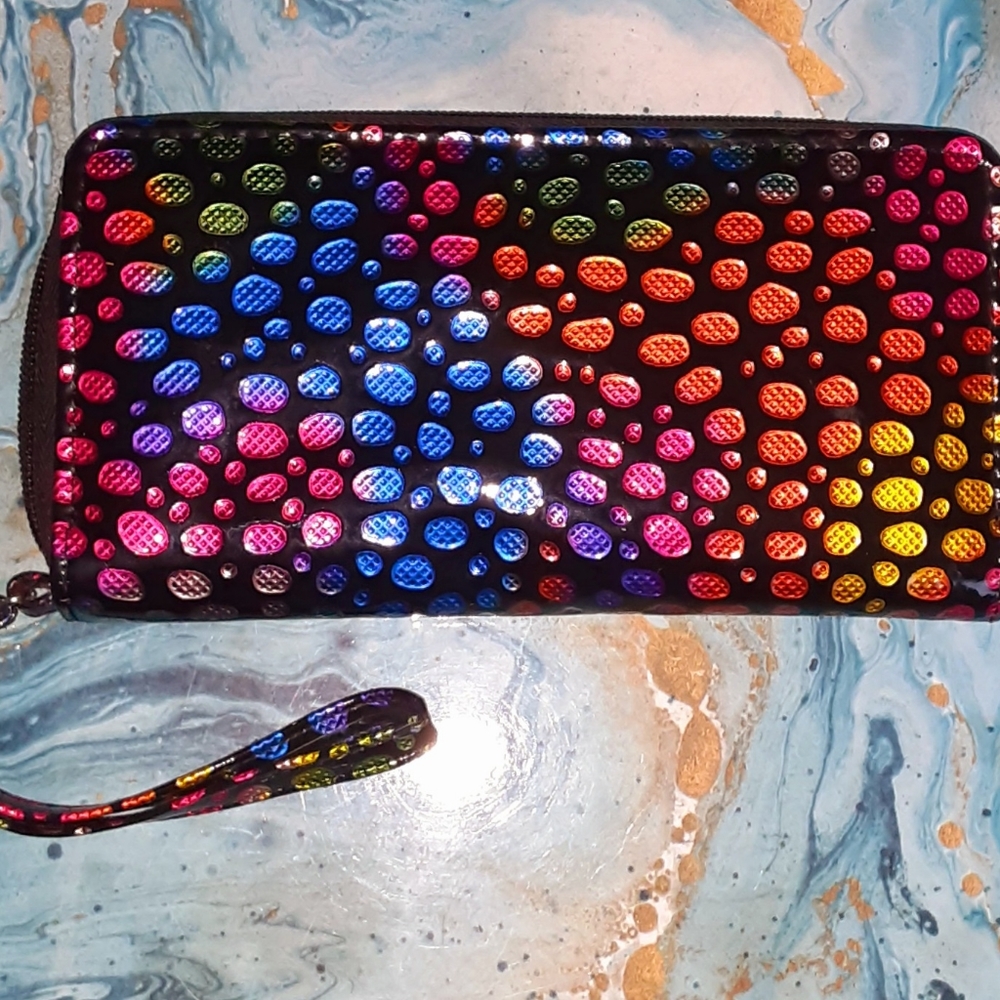 Patent Leather Shiny Multi Colorway Wristlet Purse